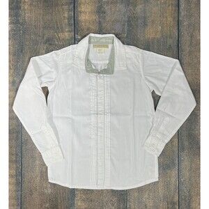 Well Dressed Wolf Boys Size 12 Dapper Stephen White Shirt With Sage Green Collar